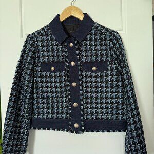 Ann Taylor Cropped Tweed & Jean Blazer